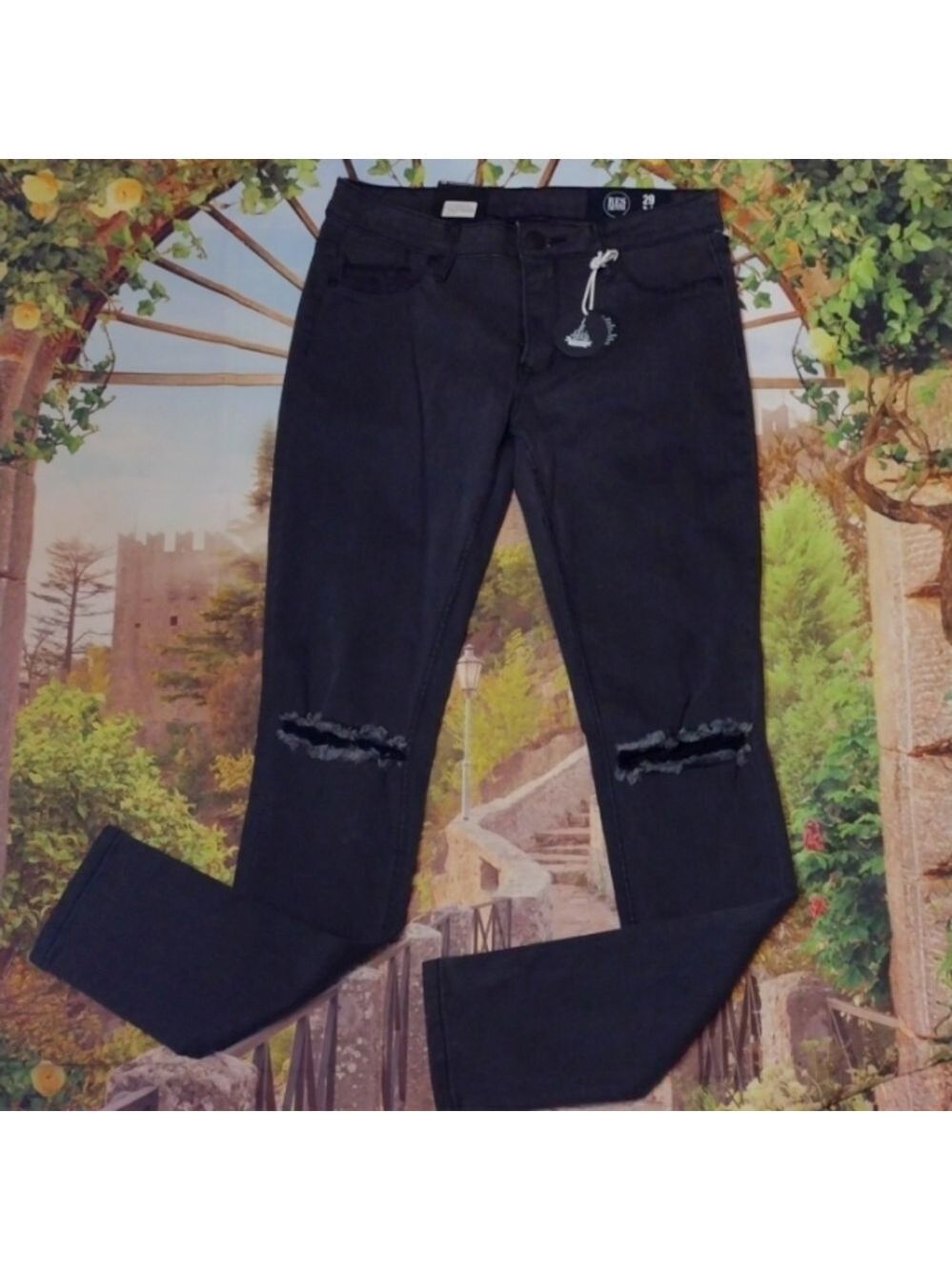 RES denim trashqueen low rise skinny black jeans size 29